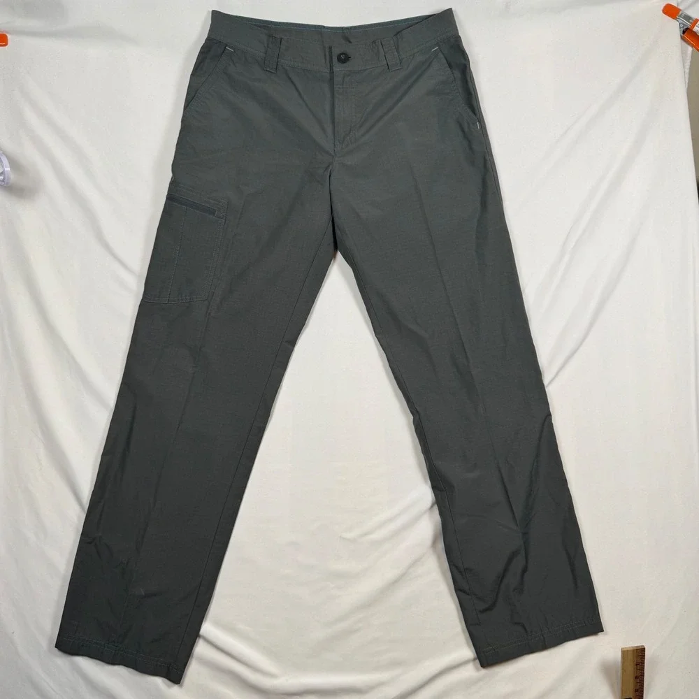 Columbia Mens Gray Ripstop Cargo Hiking Pants 34x32 Outdoor Lightweight Techwear